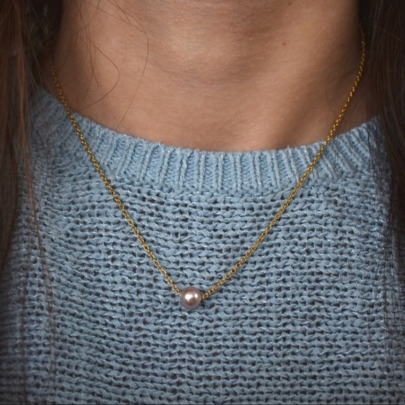 Lilac Floating Pearl Necklace 14k Gold-Filled - Picture 3 of 3